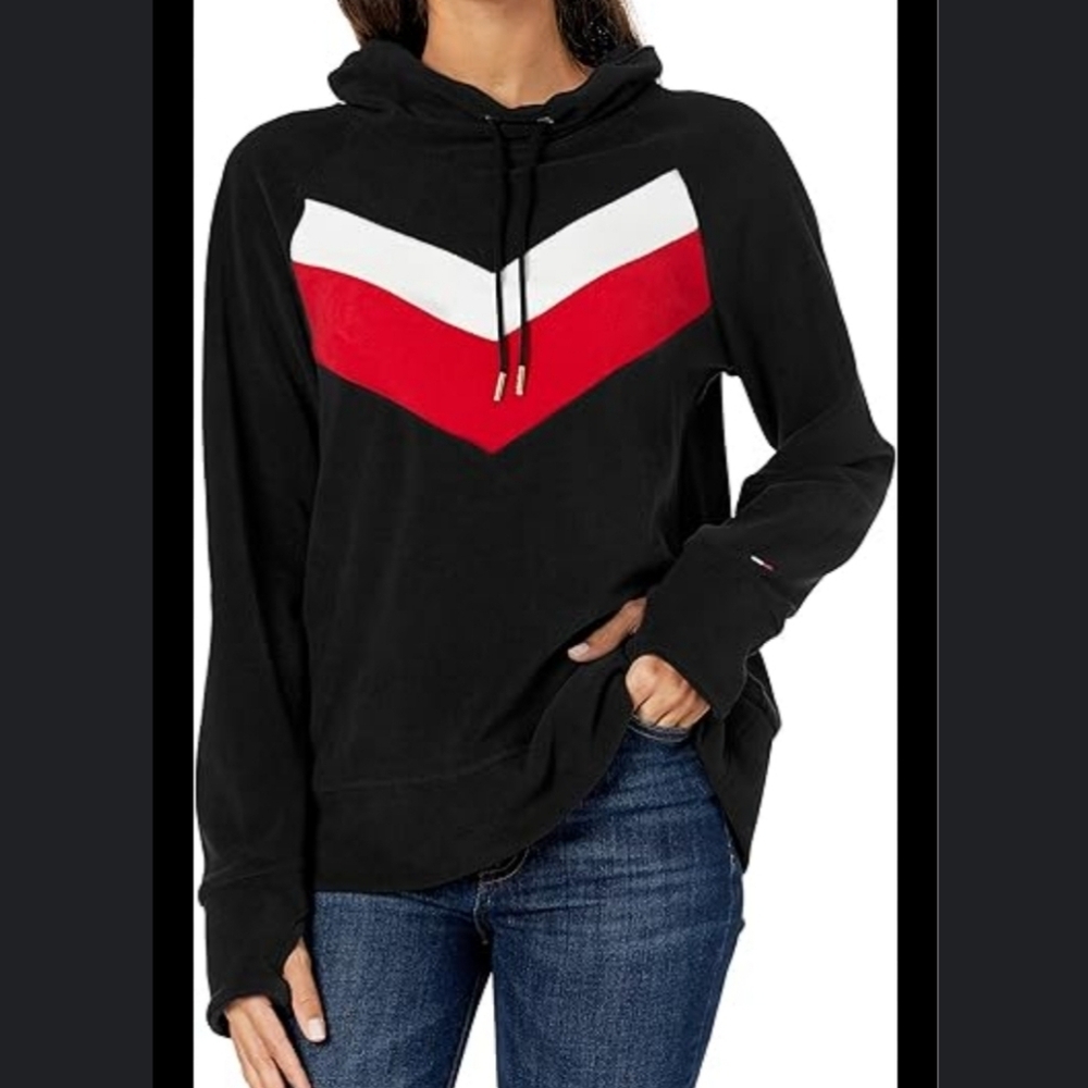 Tommy Hilfiger Sport Black Premium Fleece Pullover Sweatshirt Women's Size M